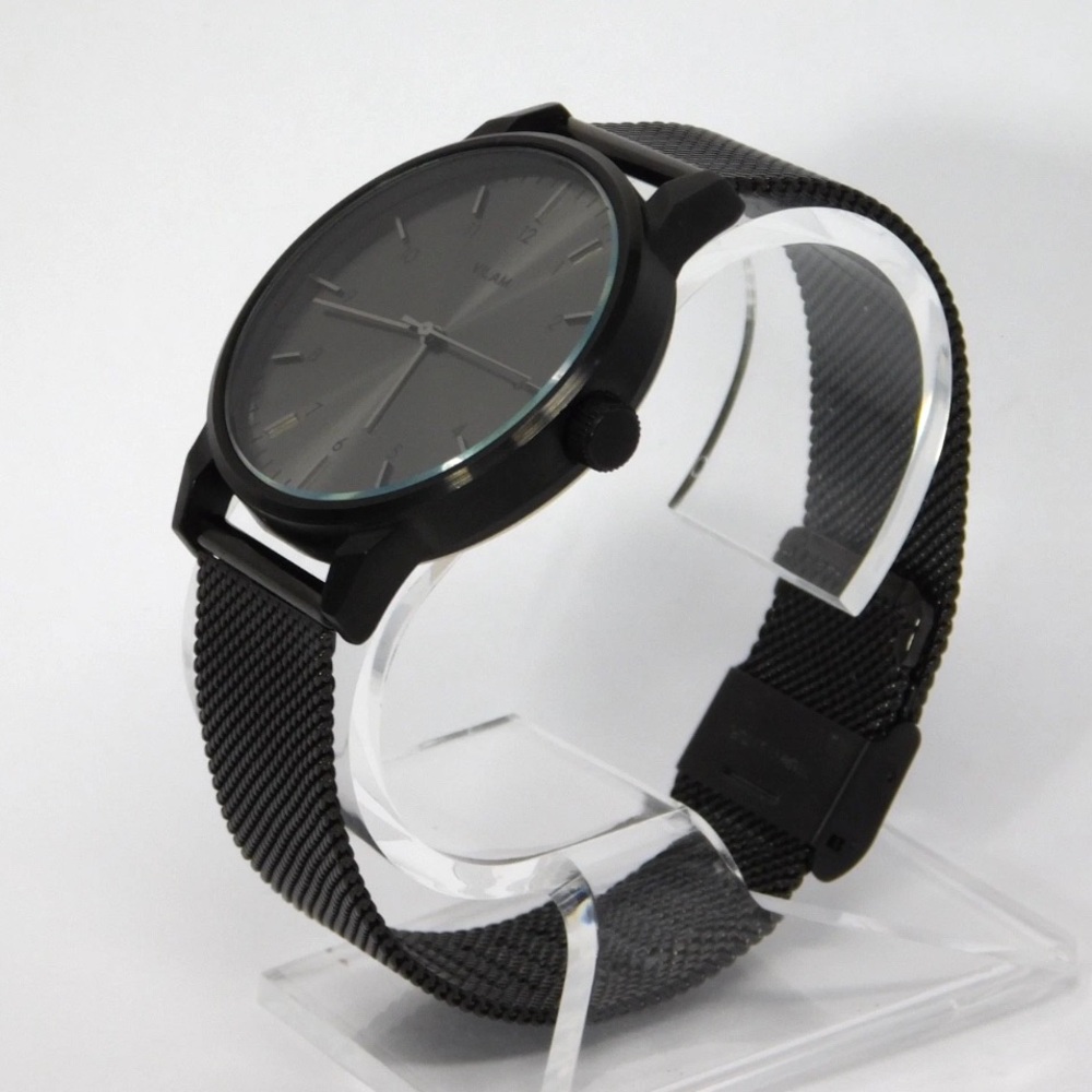 Vilam Men's Watch V3001 Black Stainless Steel Mesh Band Starburst Dial Sport